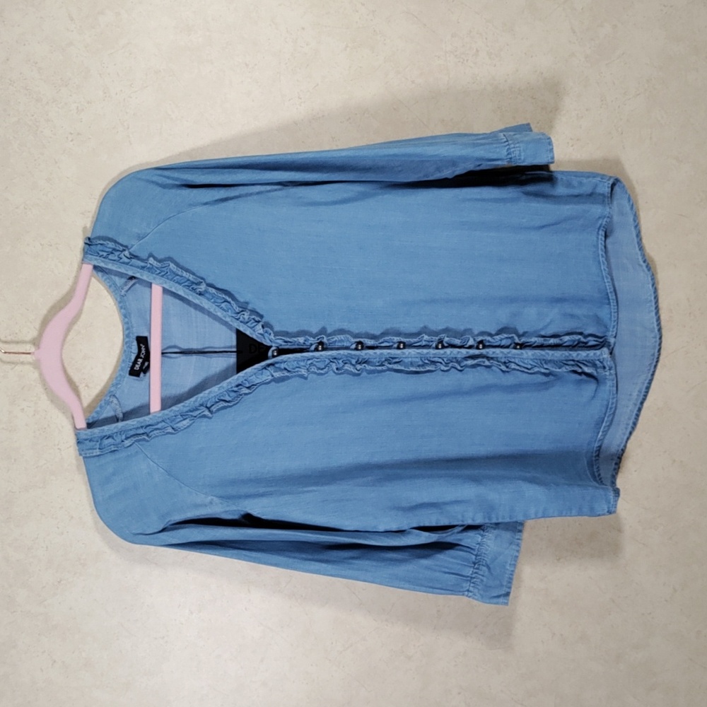 4173 Dear John Madalynn blue chambray blouse XS NWT